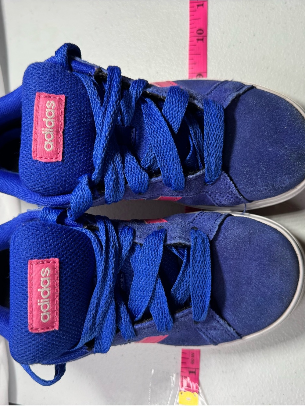adidas Kids Blue Sneakers with Pink Accents